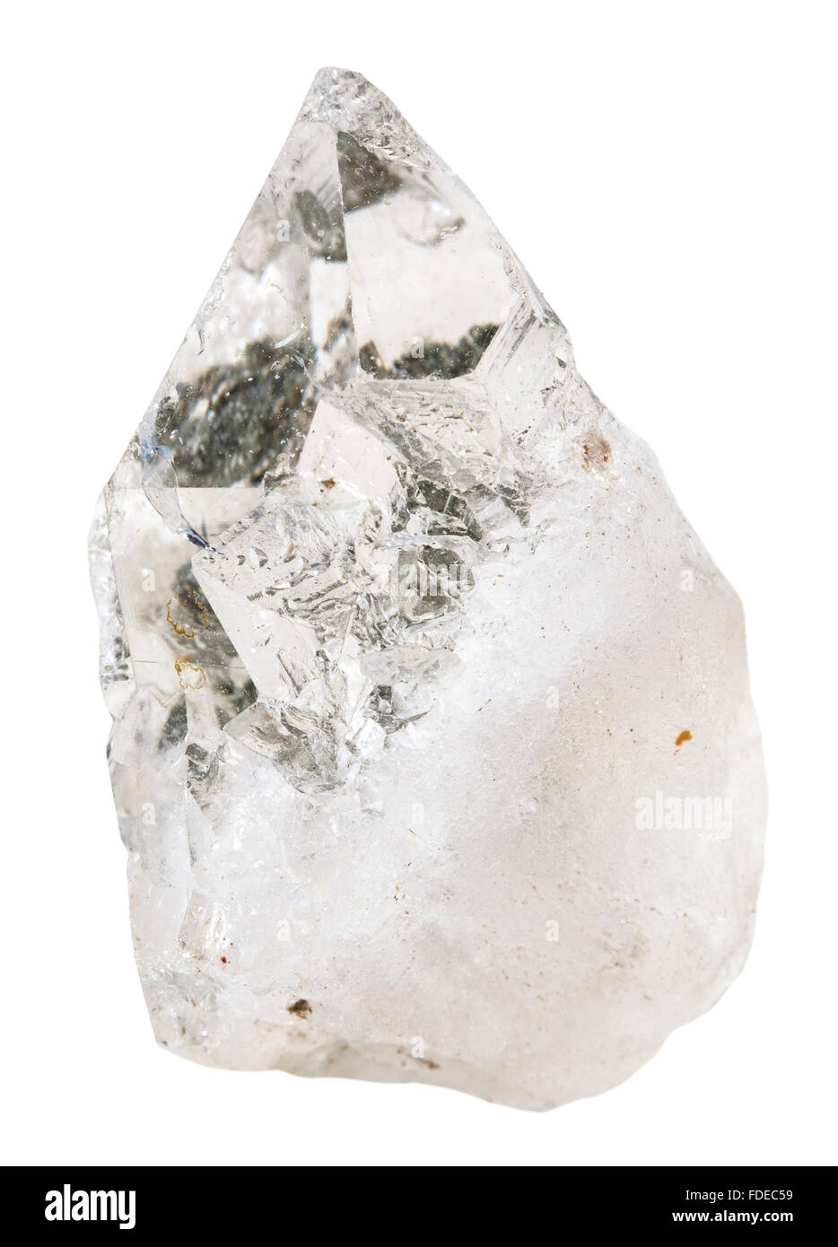 Le riprese in modalità macro della collezione di roccia naturale - clear rock-cristallo (quarzo, naturale rhinestone) pietra minerale isolato sul retro bianco Foto Stock