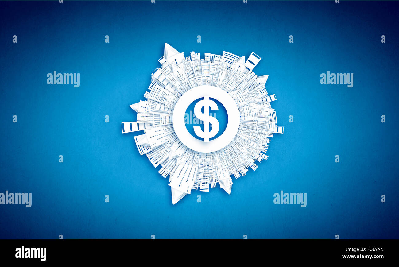 Immagine di collage con il concetto di denaro sul colore di sfondo Foto Stock
