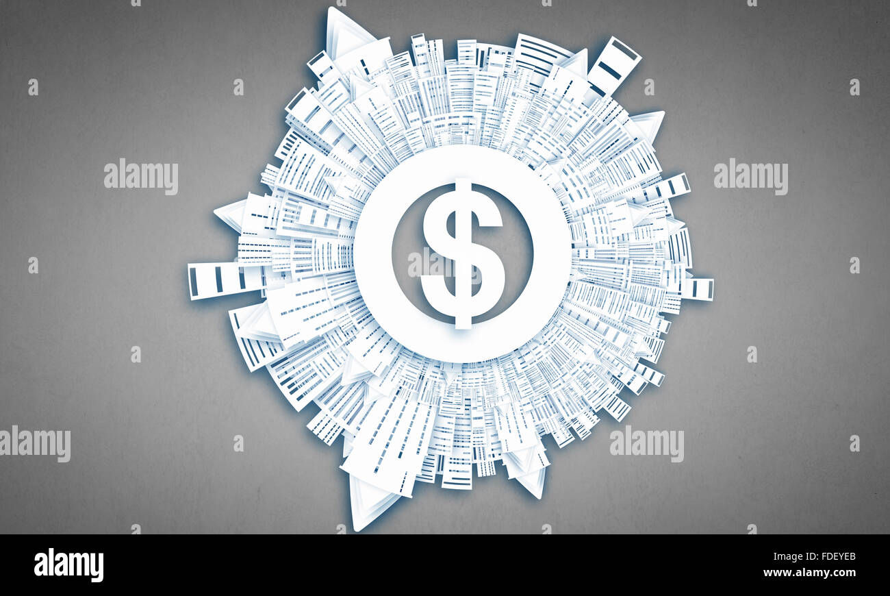 Immagine di collage con il concetto di denaro sul colore di sfondo Foto Stock