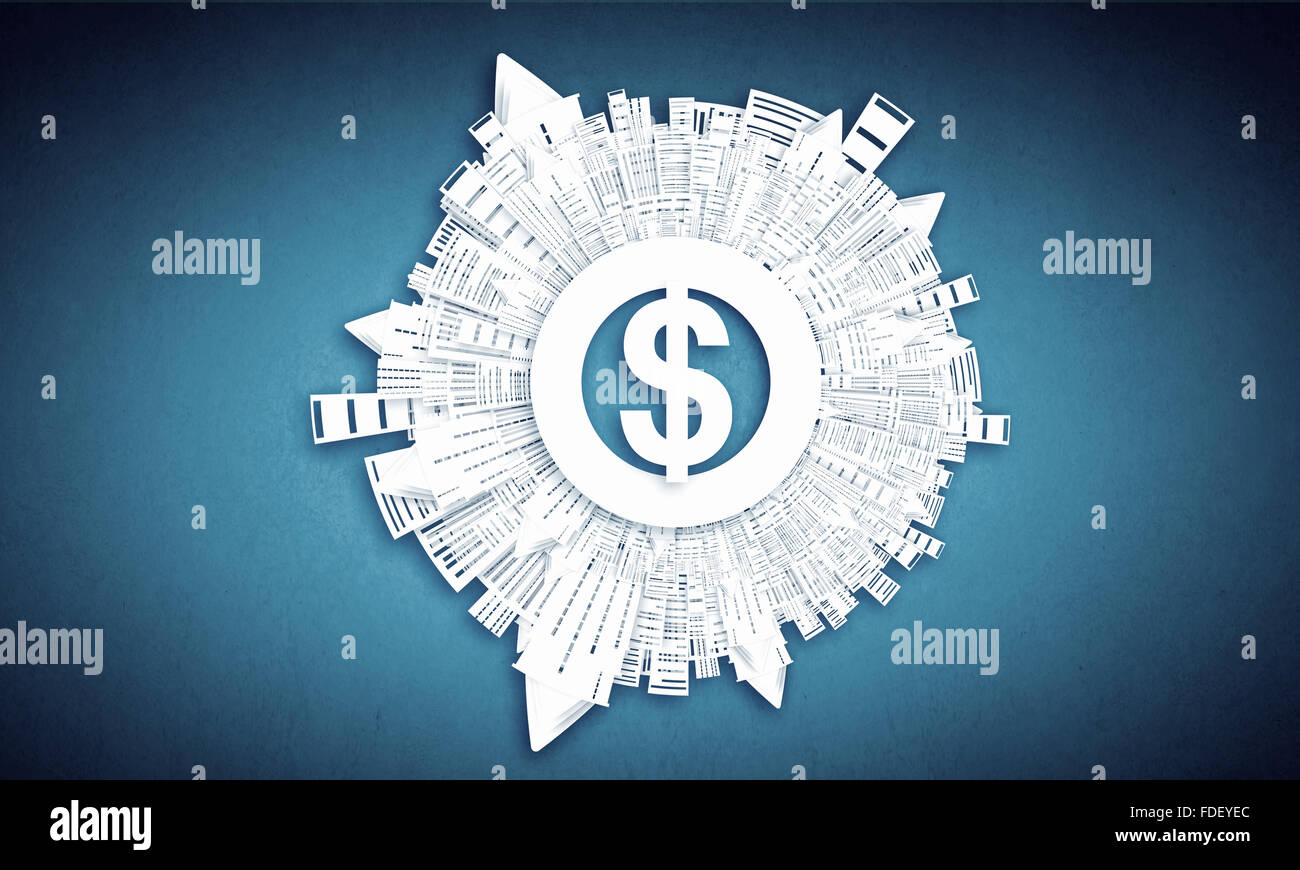 Immagine di collage con il concetto di denaro sul colore di sfondo Foto Stock