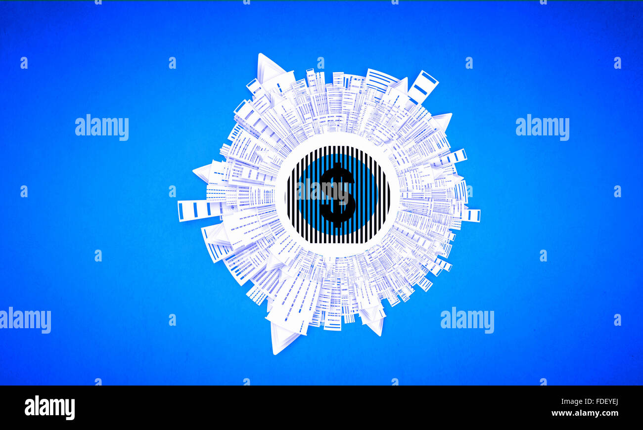 Immagine di collage con il concetto di denaro sul colore di sfondo Foto Stock