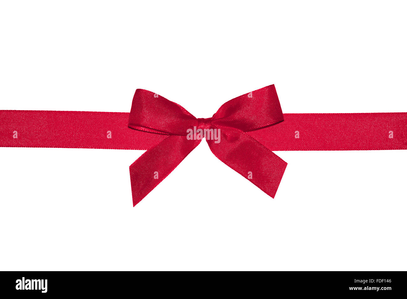 Regalo rossa bow con nastro isolate su uno sfondo bianco. Foto Stock