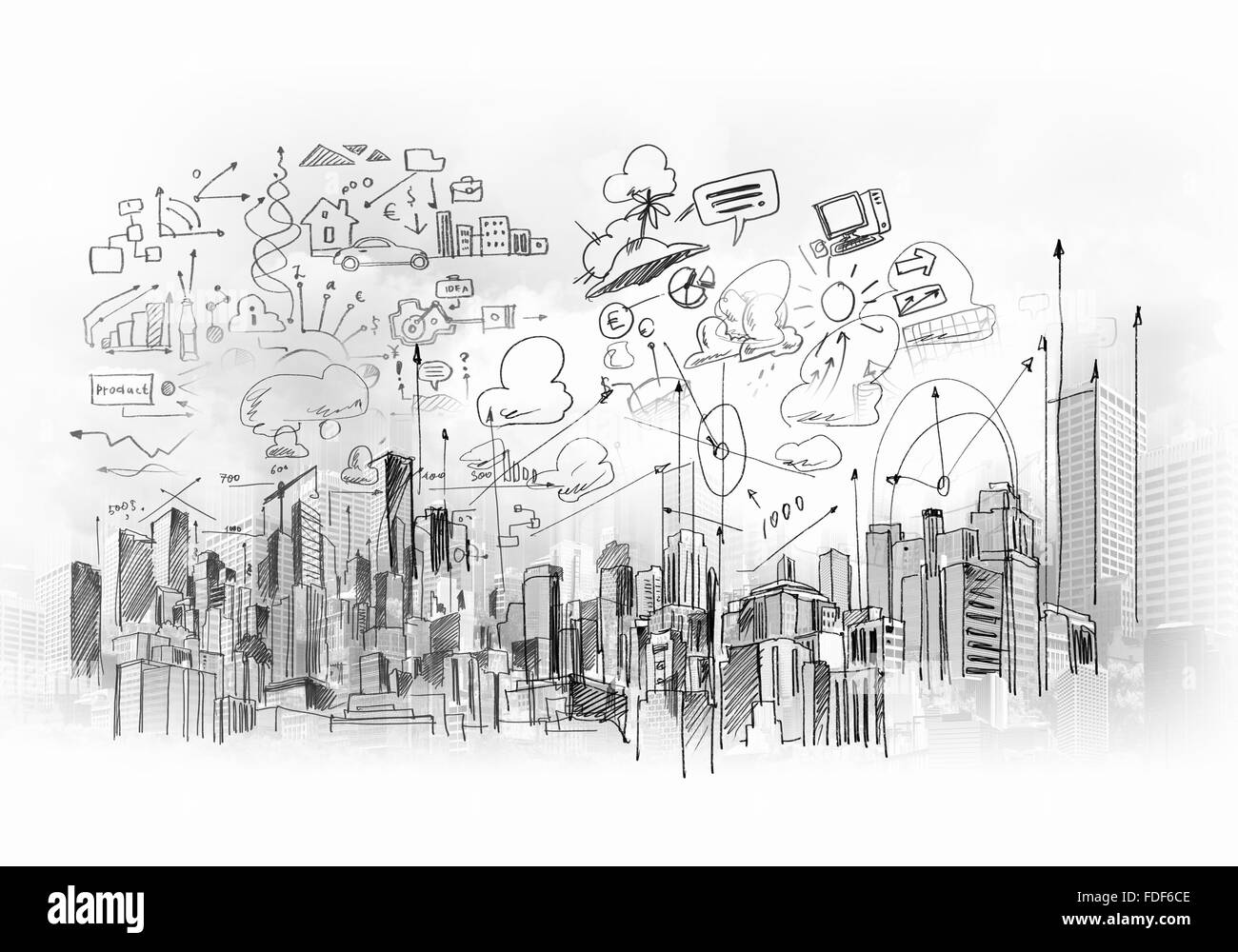 Immagine con i disegni di progetto di costruzione Foto Stock