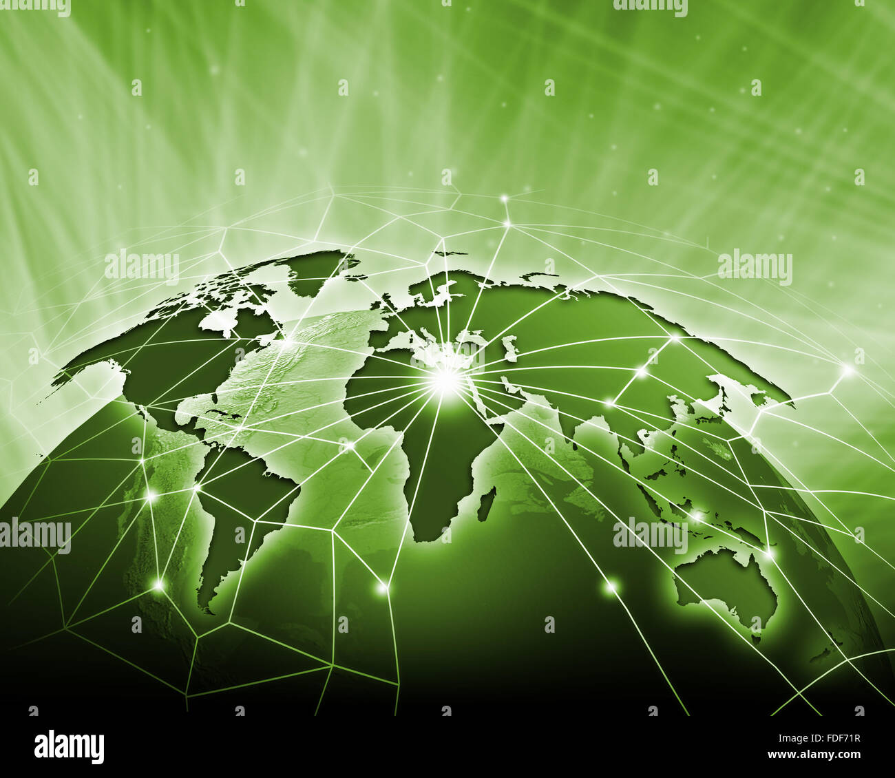 Vivido verde immagine del globo. Il concetto di globalizzazione Foto Stock