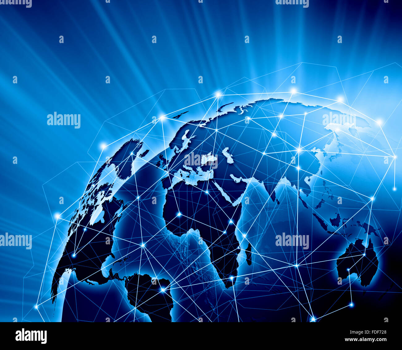 Blue vivida immagine del globo. Il concetto di globalizzazione Foto Stock