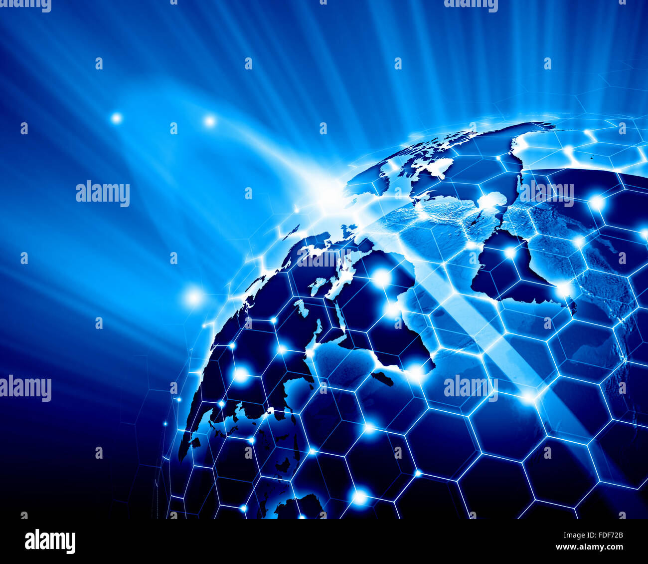 Blue vivida immagine del globo. Il concetto di globalizzazione Foto Stock