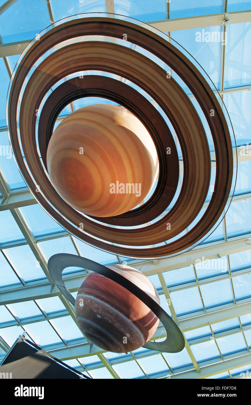 Chicago, Illinois, Stati Uniti d'America: la ricostruzione del sistema solare al Planetarium Adler Foto Stock