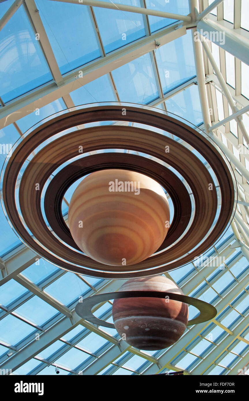Chicago, Illinois, Stati Uniti d'America: la ricostruzione del sistema solare al Planetarium Adler Foto Stock