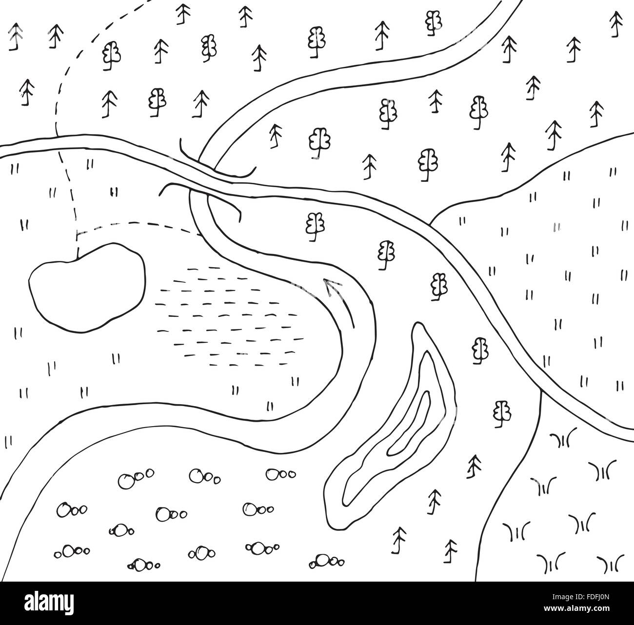 Disegnata a mano astratto mappa topografica Illustrazione Vettoriale