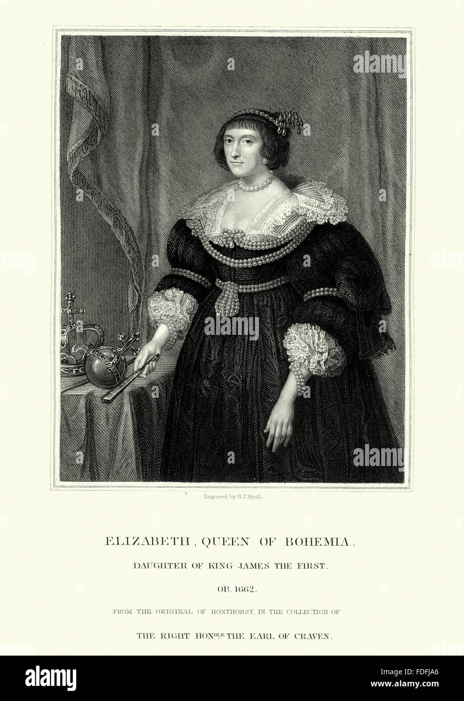 Elizabeth Stuart (19 agosto 1596 - 13 febbraio 1662) era, come la moglie di Federico V Elettore Palatino, Electress Palatino, e Foto Stock