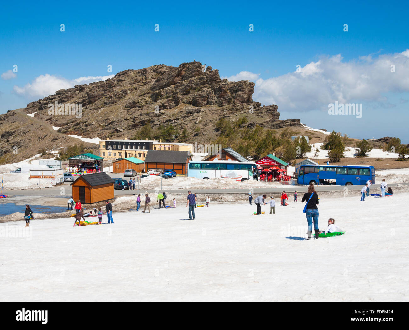 Ski resort Pradollano vicino a Granada nelle montagne della Sierra Nevada, Andalusia, Spagna Foto Stock
