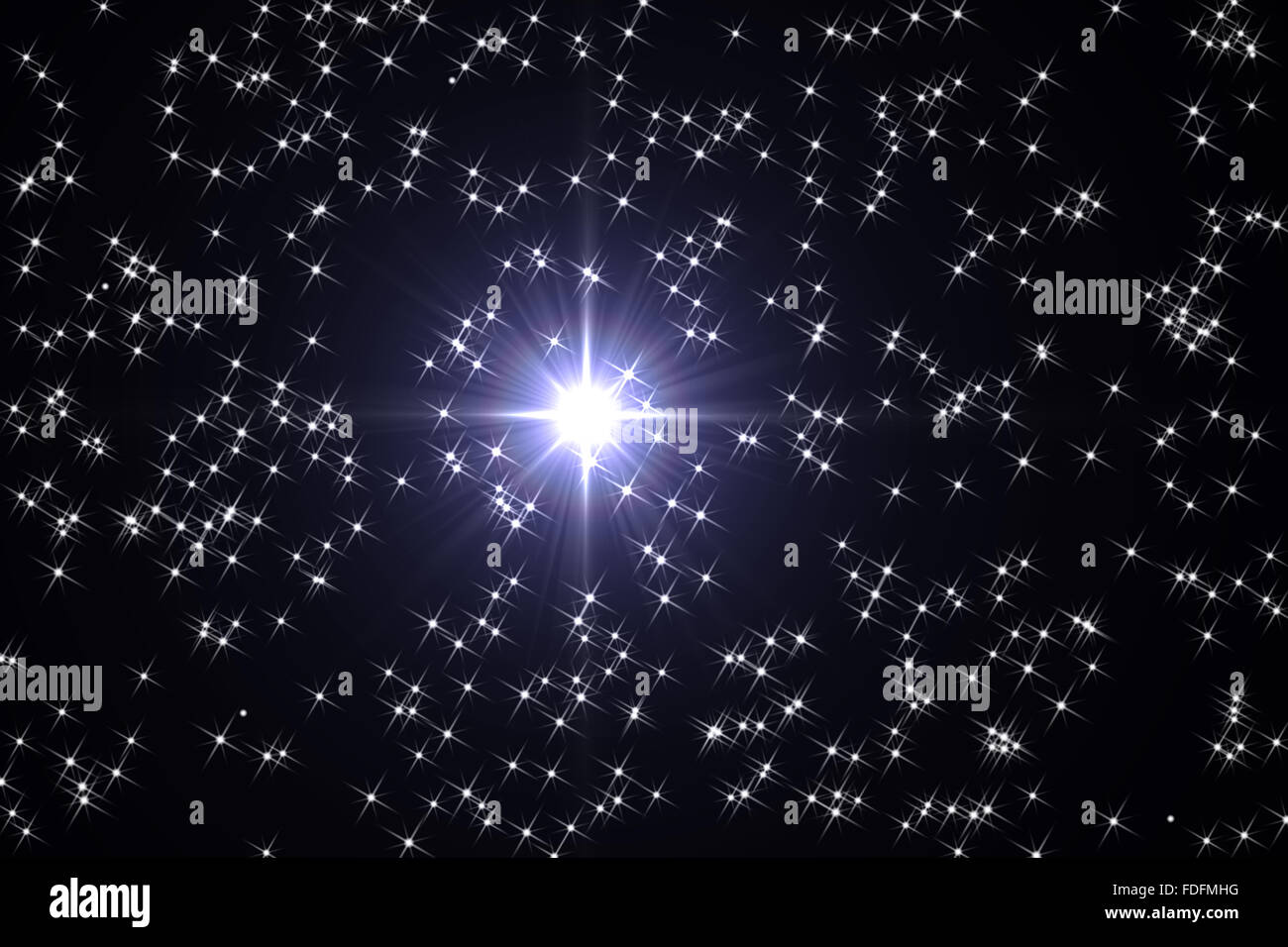 Luminosa stella della sera circondato da cielo stellato Foto Stock