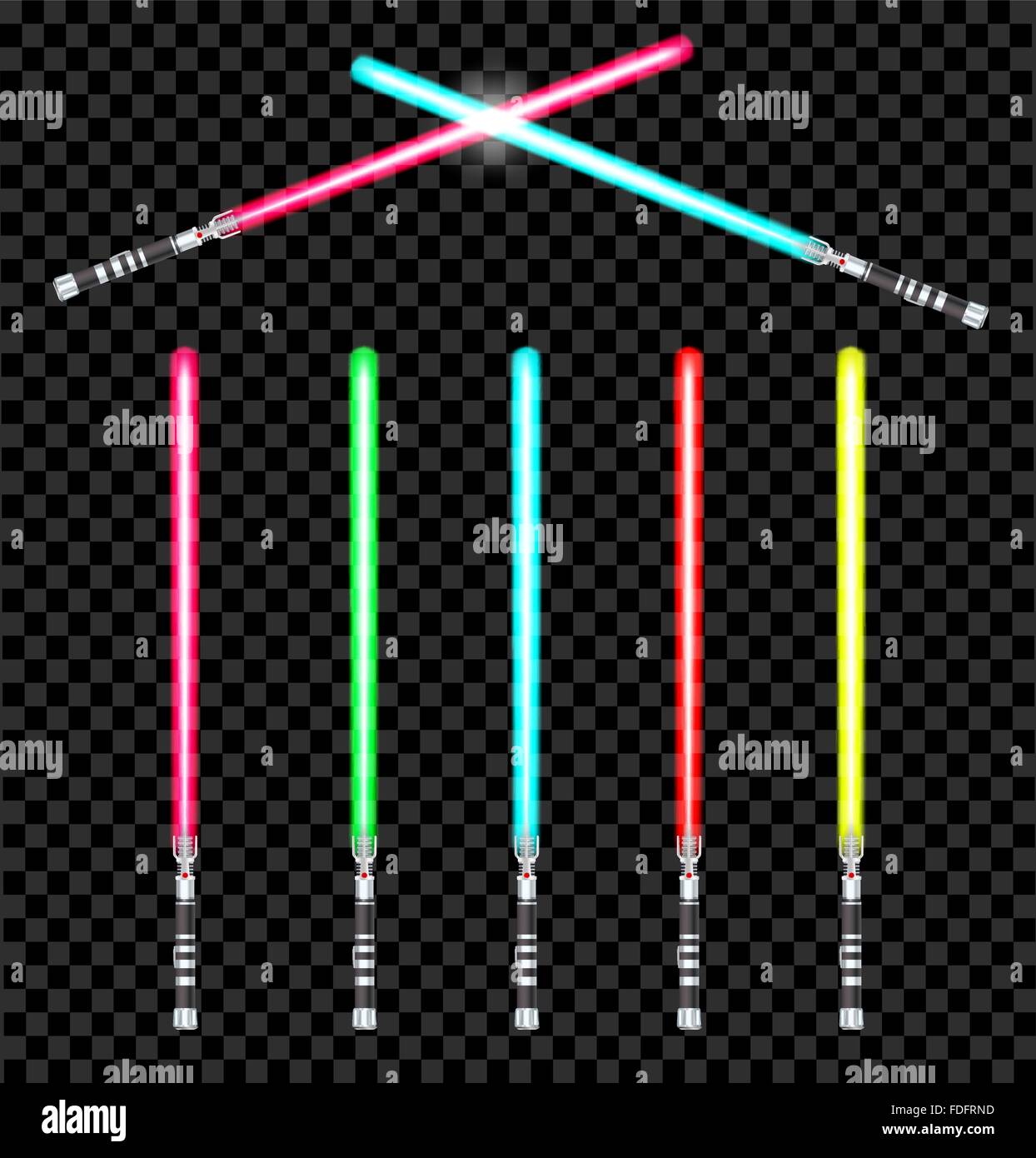 Le spade di luce con variazioni di colore. vettore Illustrazione Vettoriale