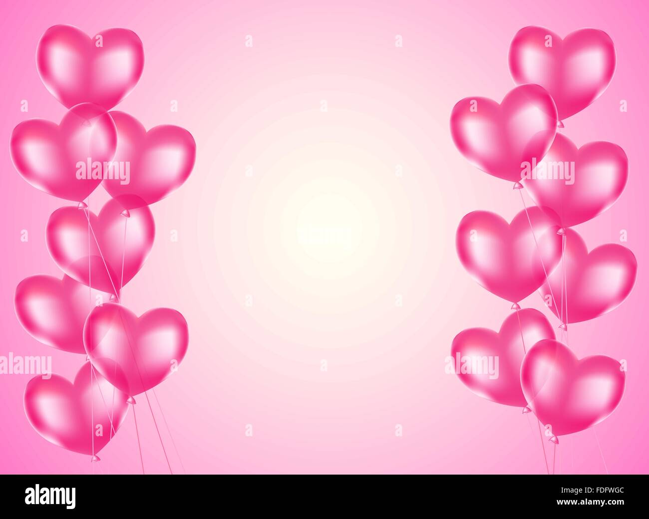 Cuore rosa palloncini sfondo orizzontale. vettore del modello di progettazione Illustrazione Vettoriale