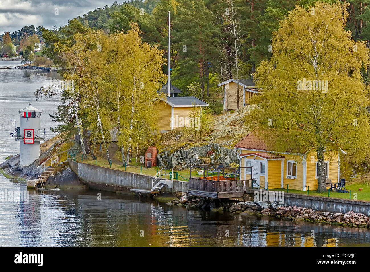 Faro sul punto Stoccolma Svezia Foto Stock