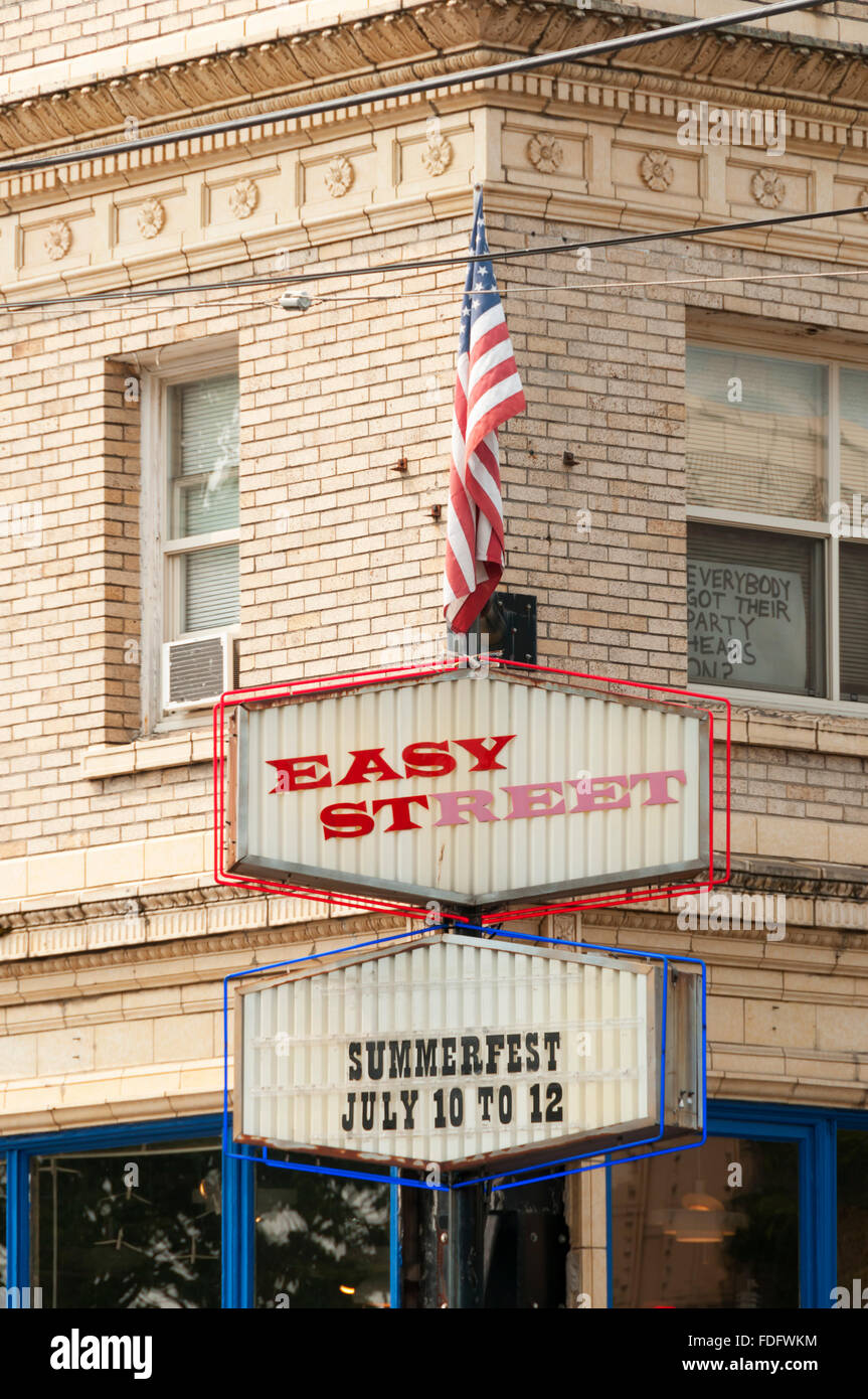 Segno esterno Easy Street record nella zona ovest di Seattle. Foto Stock