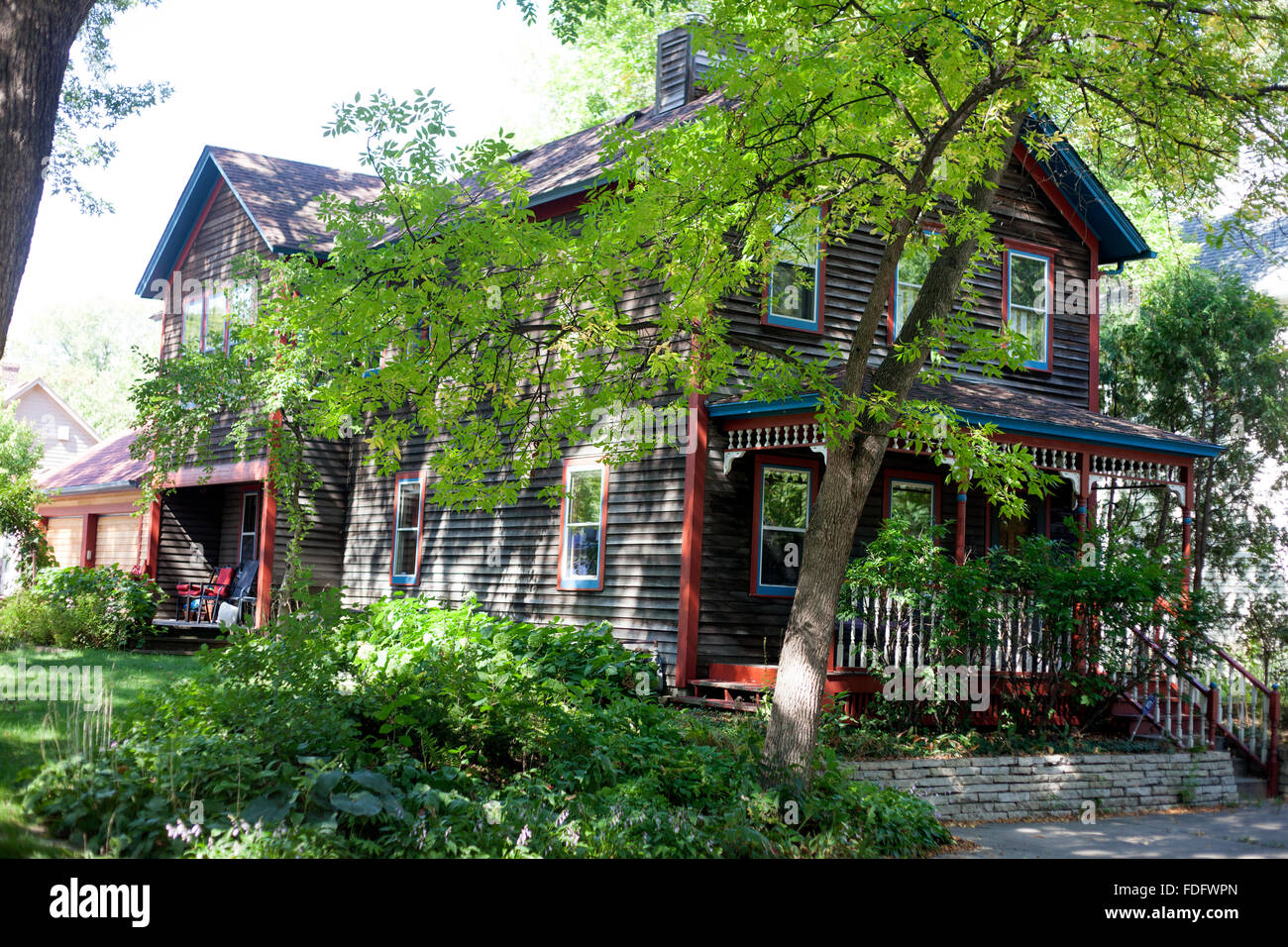 Casa ricostruita con lo stesso design 1880 storico Milwaukee Avenue abitazioni. Minneapolis Minnesota MN USA Foto Stock