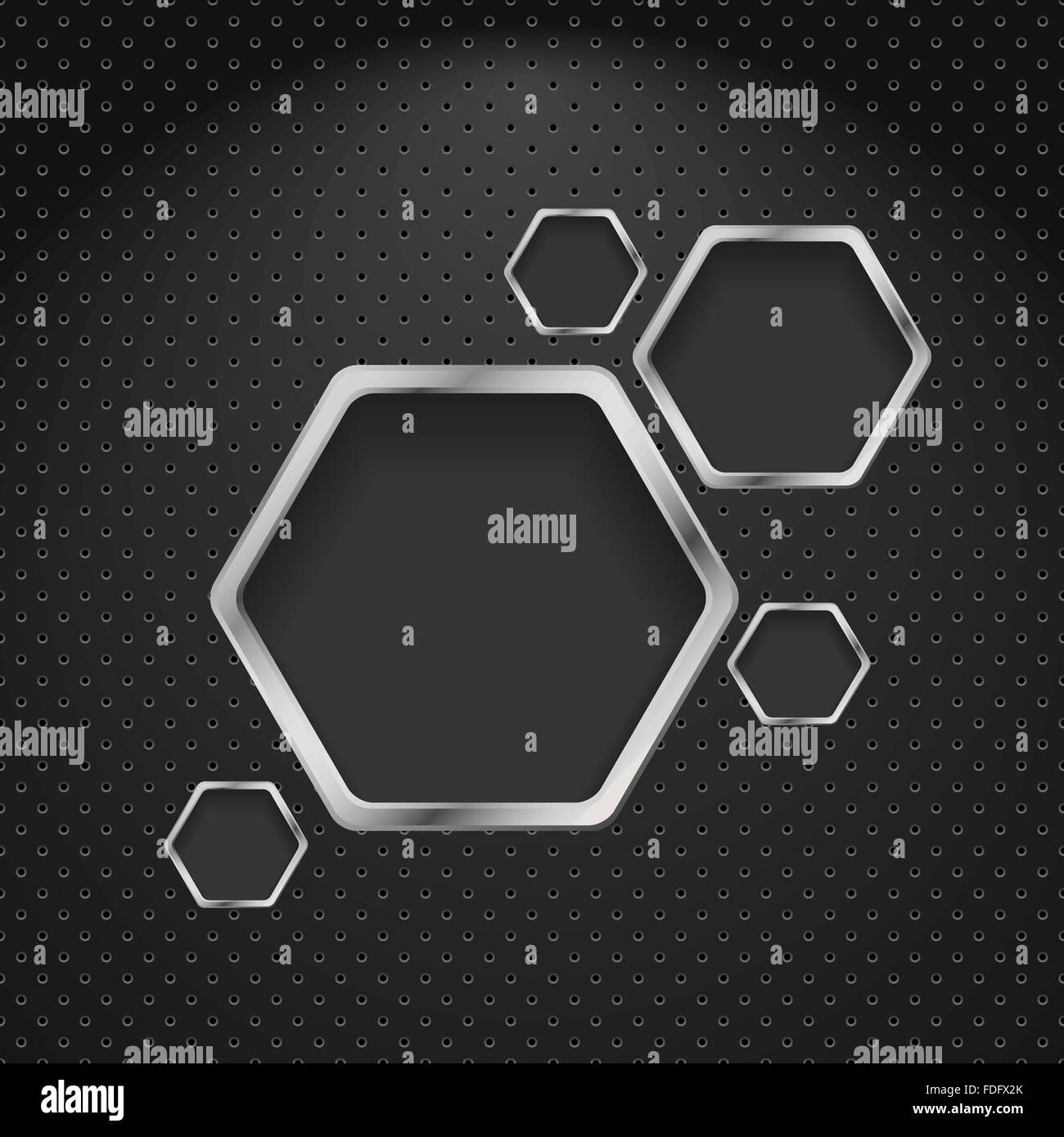 Abstract background in metallo con esagoni. Vettore del modello di progettazione Illustrazione Vettoriale