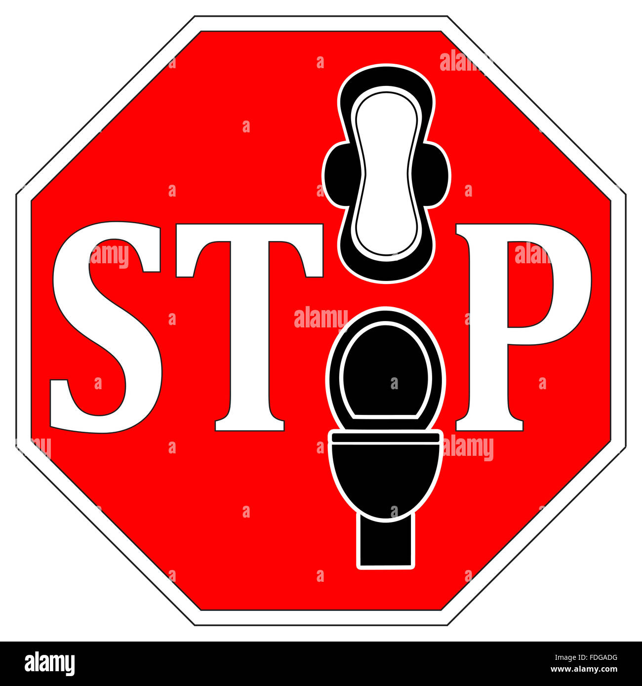 Non Assorbenti igienici giù il wc Foto Stock