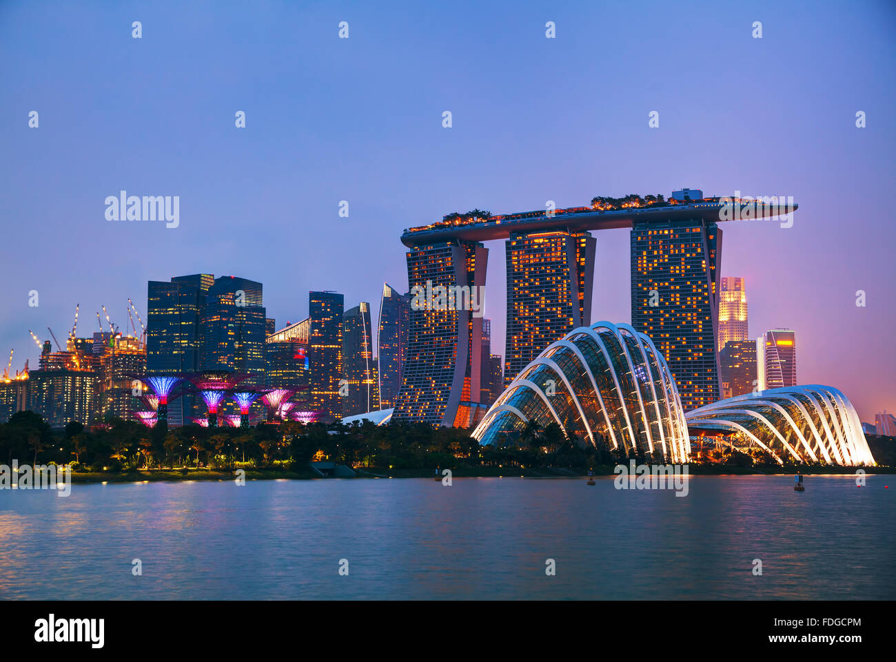 Singapore distretto finanziario al tramonto Foto Stock