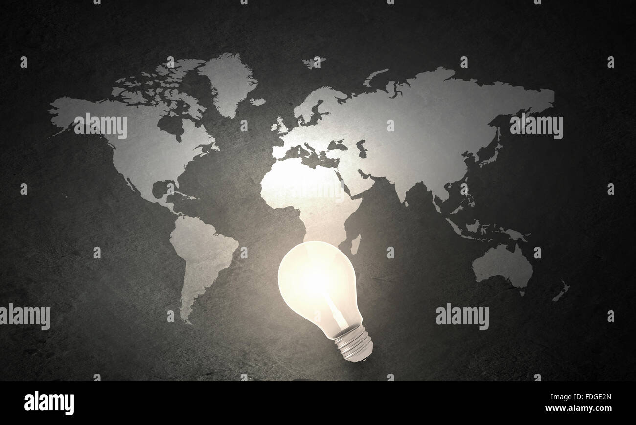 Immagine di sfondo della mappa del mondo sulla parete di cemento Foto Stock