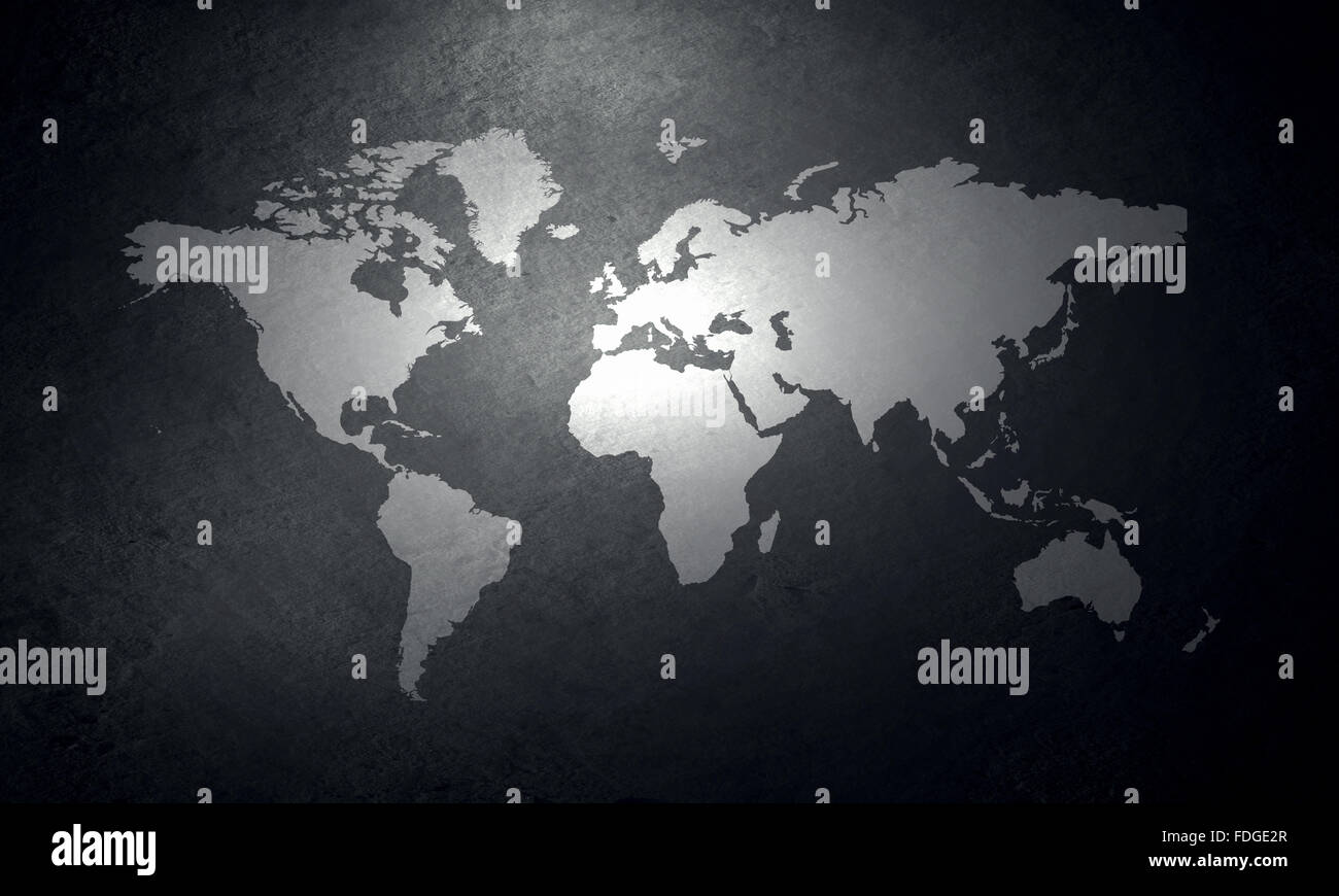 Immagine di sfondo della mappa del mondo sulla parete di cemento Foto Stock