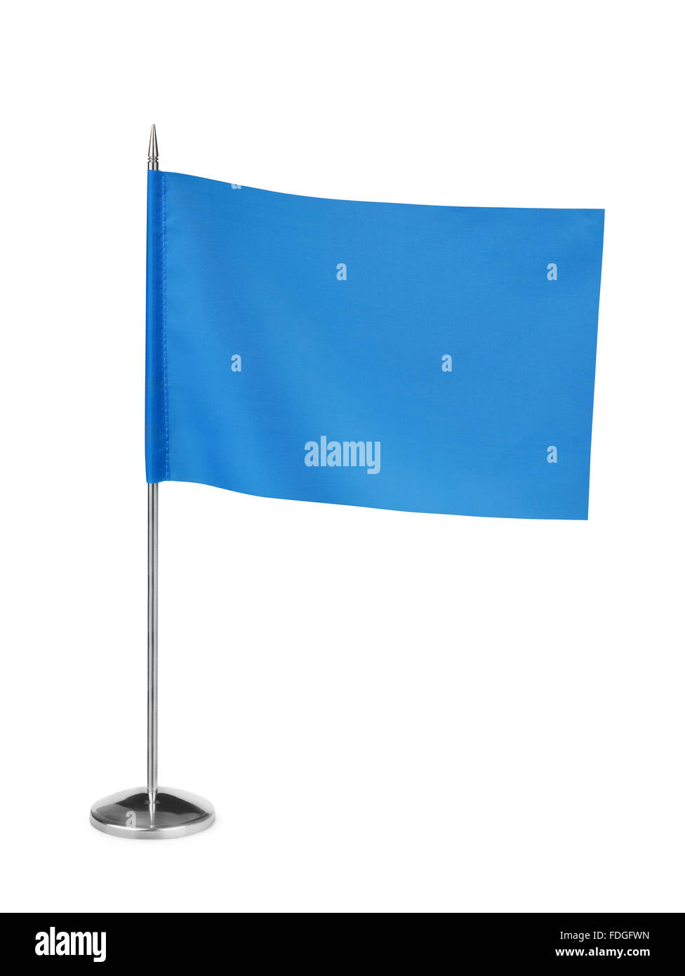 Piccolo Blu tabella bandiera isolato su bianco Foto Stock