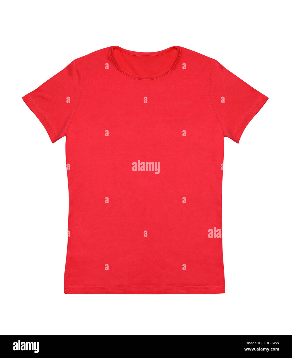 Blank t-shirt rossa isolato su bianco Foto Stock
