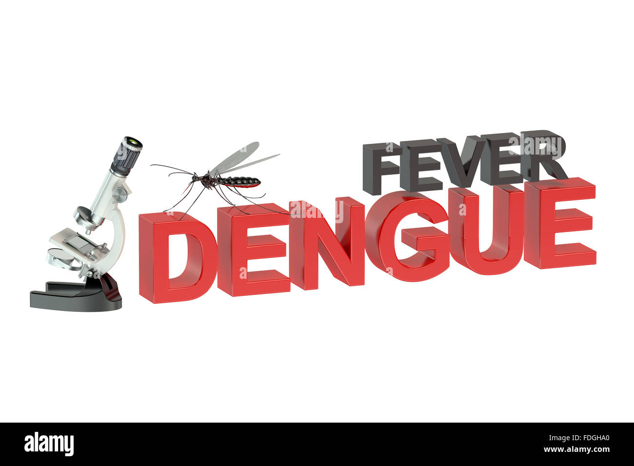 La febbre dengue concetto isolato su sfondo bianco Foto Stock