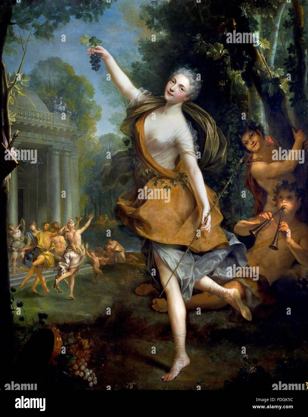 Jean Raoux (1677-1734): Mademoiselle Prevost baccanti. In uno dei suoi più famosi di ruoli, che di un bacchante in 'Philomel' opera scritta nel 1705 da Roy e Lacoste.Francia - Francese Foto Stock