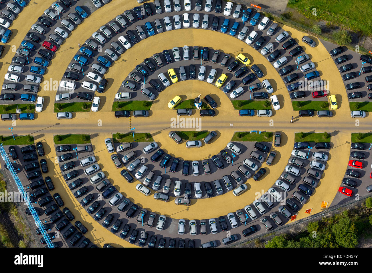 Vista aerea, Stand Auto, Auto Circle, concessionarie auto sulla strada a martello, Potti-Hamm, Hamm, la zona della Ruhr, Renania settentrionale-Vestfalia, Foto Stock