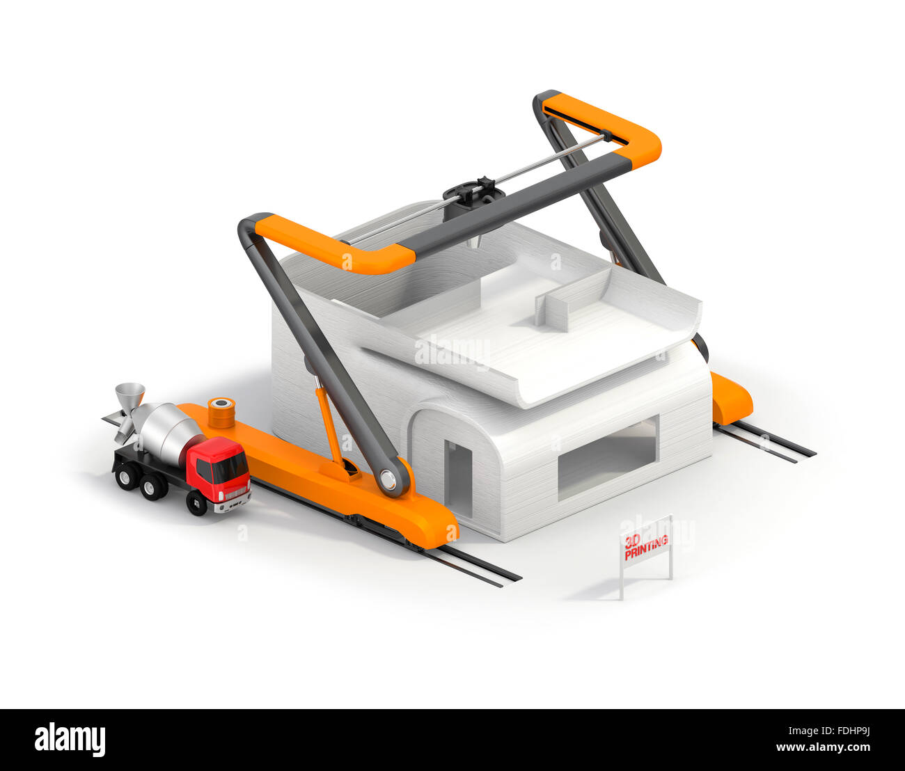 3D per applicazioni industriali di stampa della stampante casa isolata su sfondo bianco. Tracciato di ritaglio disponibili. Foto Stock