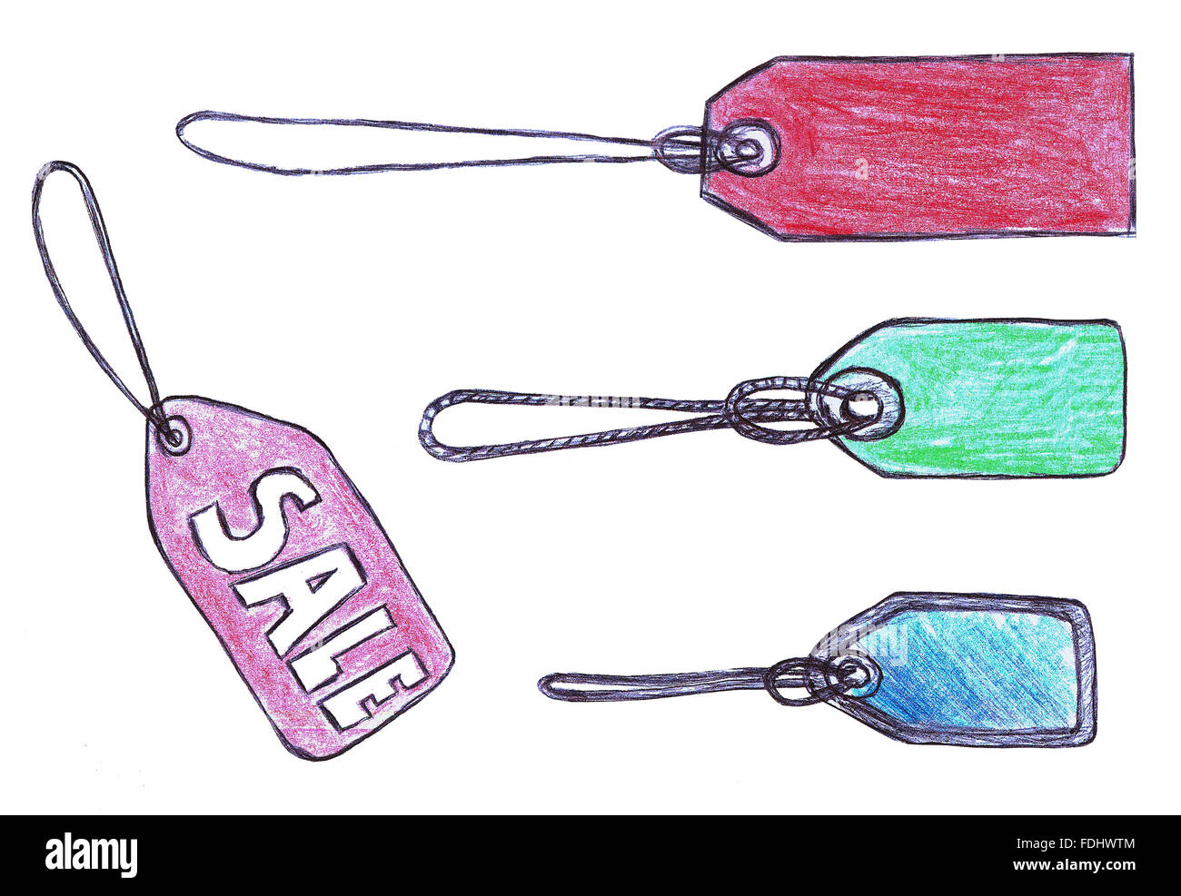 Disegnate a mano vendita cartellini Foto Stock