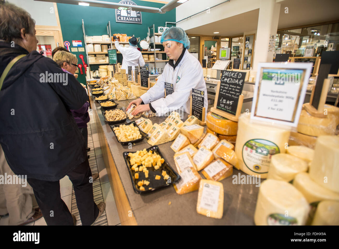 Wensleydale Creamery nello Yorkshire, Inghilterra, Regno Unito. Foto Stock