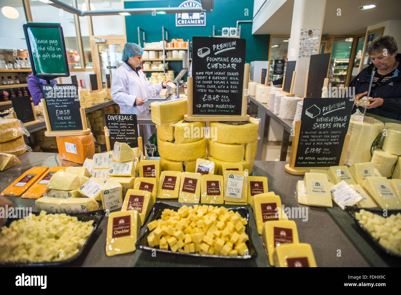 Wensleydale Creamery nello Yorkshire, Inghilterra, Regno Unito. Foto Stock