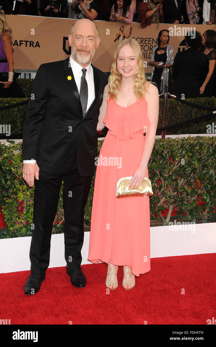 Los Angeles, California, USA. 30 gen, 2016. Jan 30 2016 - Los Angeles California USA - Attore JK SIMMONS a SAG Awards- arrivi presso lo Shrine Auditorium di Los Angeles CA. © Paul Fenton/ZUMA filo/Alamy Live News Foto Stock