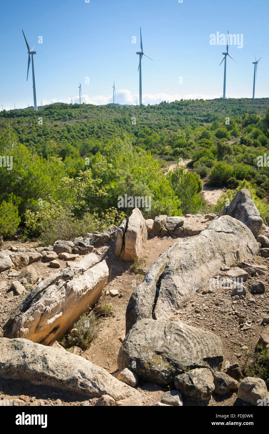 Dolmen tomba megalitica dels Tres Reis Foto Stock