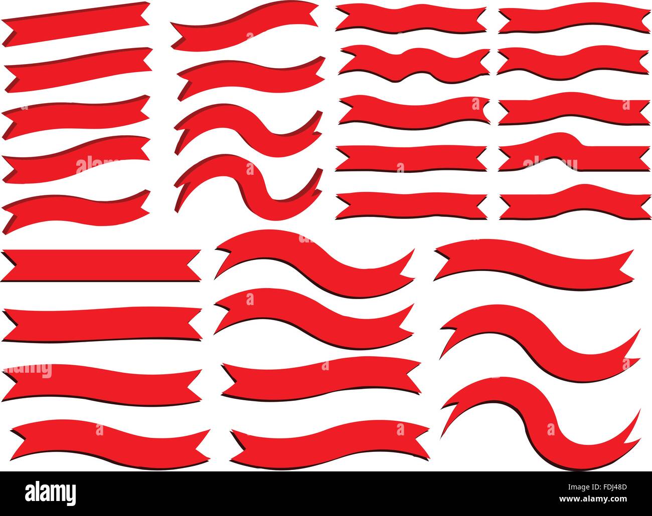 Twisted, ondulate e bandiera banner a nastro Vettore Collezione/Set Illustrazione Vettoriale