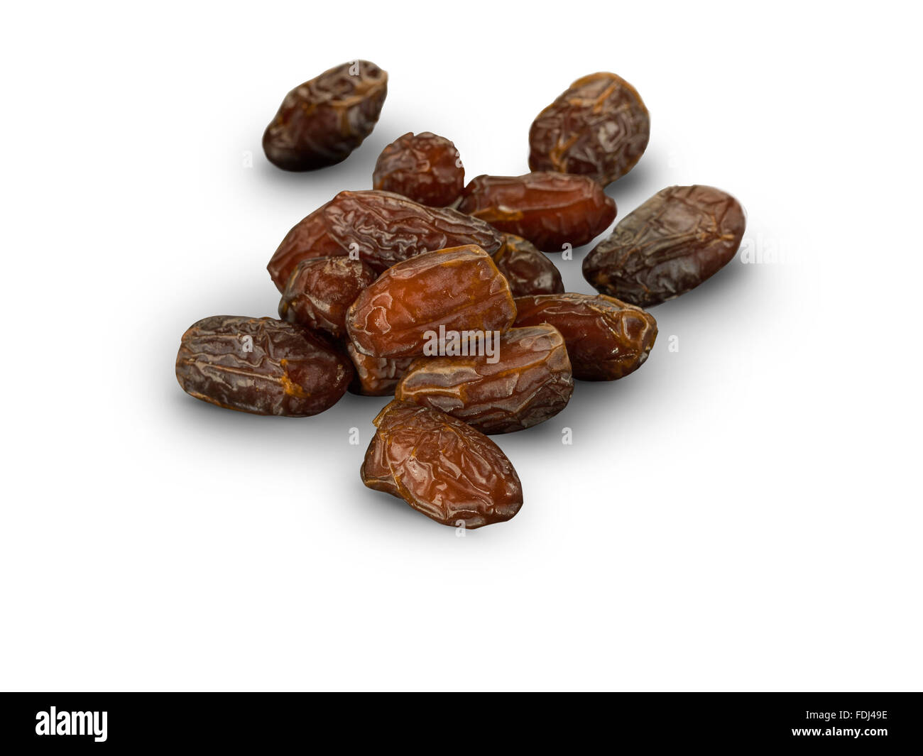 Medjool organico figure isolate su bianco Foto Stock