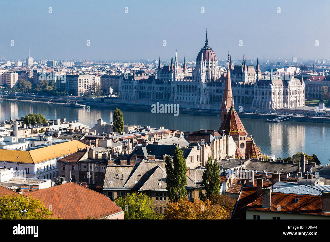 Paesaggio urbano in vista di Budapest, Ungheria. Bua vista dal lato di Pest. Foto Stock