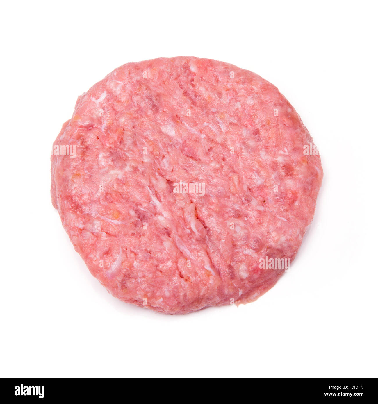Materie la carne di coccodrillo burger isolato su un bianco di sfondo per studio. Foto Stock