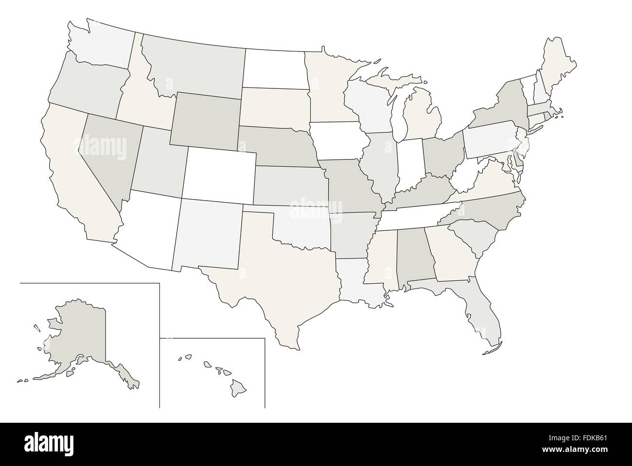 Vettore stilizzata mappa degli Stati Uniti. Ciascun membro può essere selezionata singolarmente Illustrazione Vettoriale