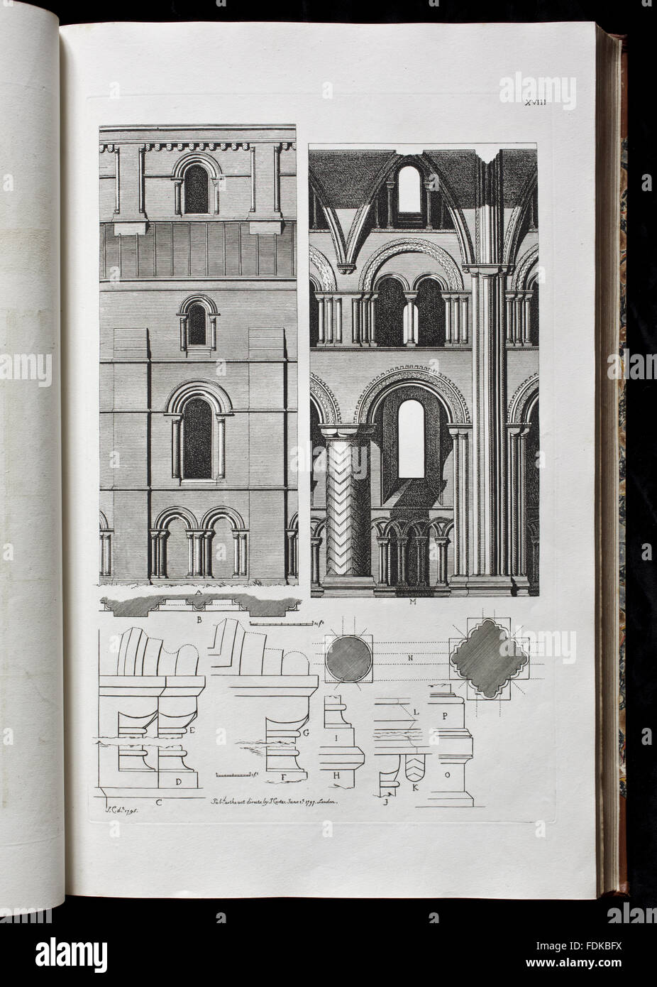 John Carter, l'antica architettura di Inghilterra (Londra 1795-1807), fol., ESTC T90822; la piastra della navata, la Cattedrale di Durham a Penrhyn Castello, Gwynedd Foto Stock