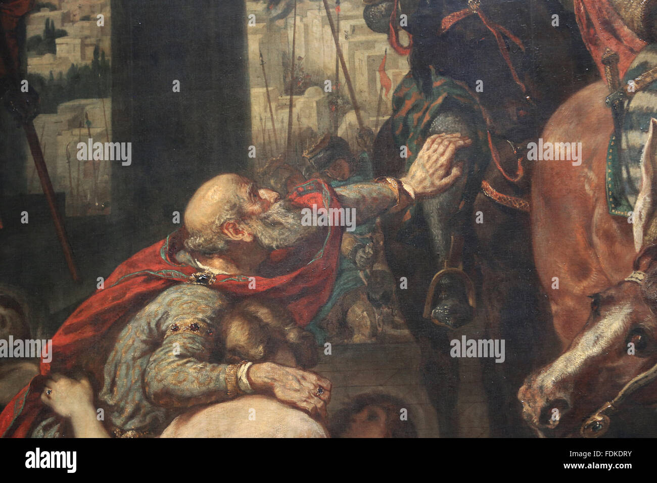 Entrata dei Crociati a Costantinopoli (12 aprile 1204). Eugene Delacroix (1798 - 1863).1840. Mendicare bizantino per la misericordia. Foto Stock