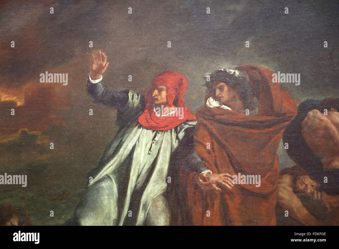 La barca di Dante o Dante e Virgilio in un inferno di Eugene Delacroix (1798 - 1863), 1822. Olio su tela. Il romanticismo. Museo del Louvre Foto Stock