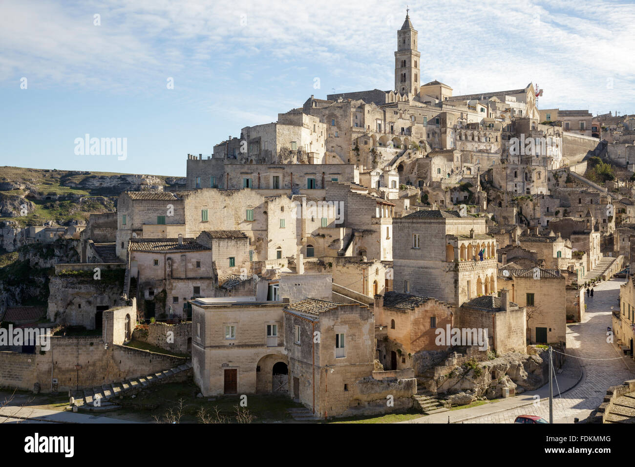 Vista sulla città dal convento di San Agostino, Matera, Basilicata, Italia Foto Stock