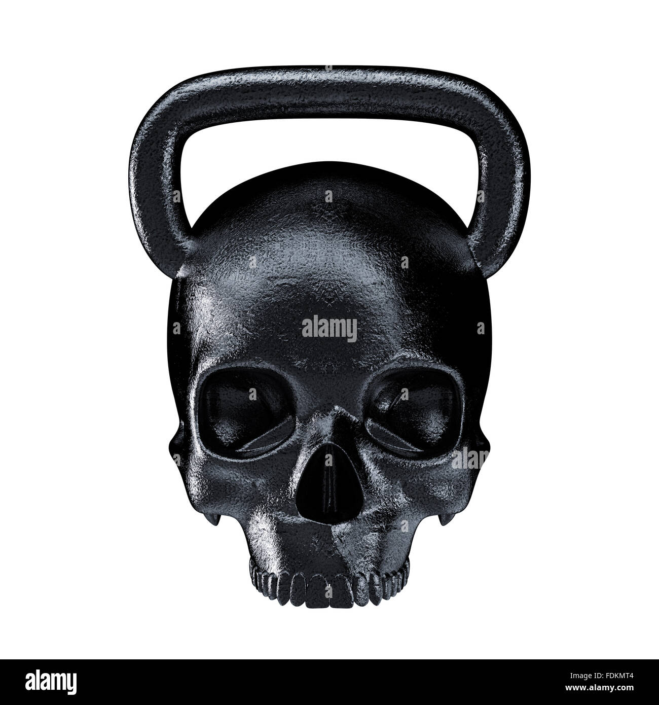 Cranio Kettlebell metal / 3D render di pesante a forma di teschio kettlebell Foto Stock