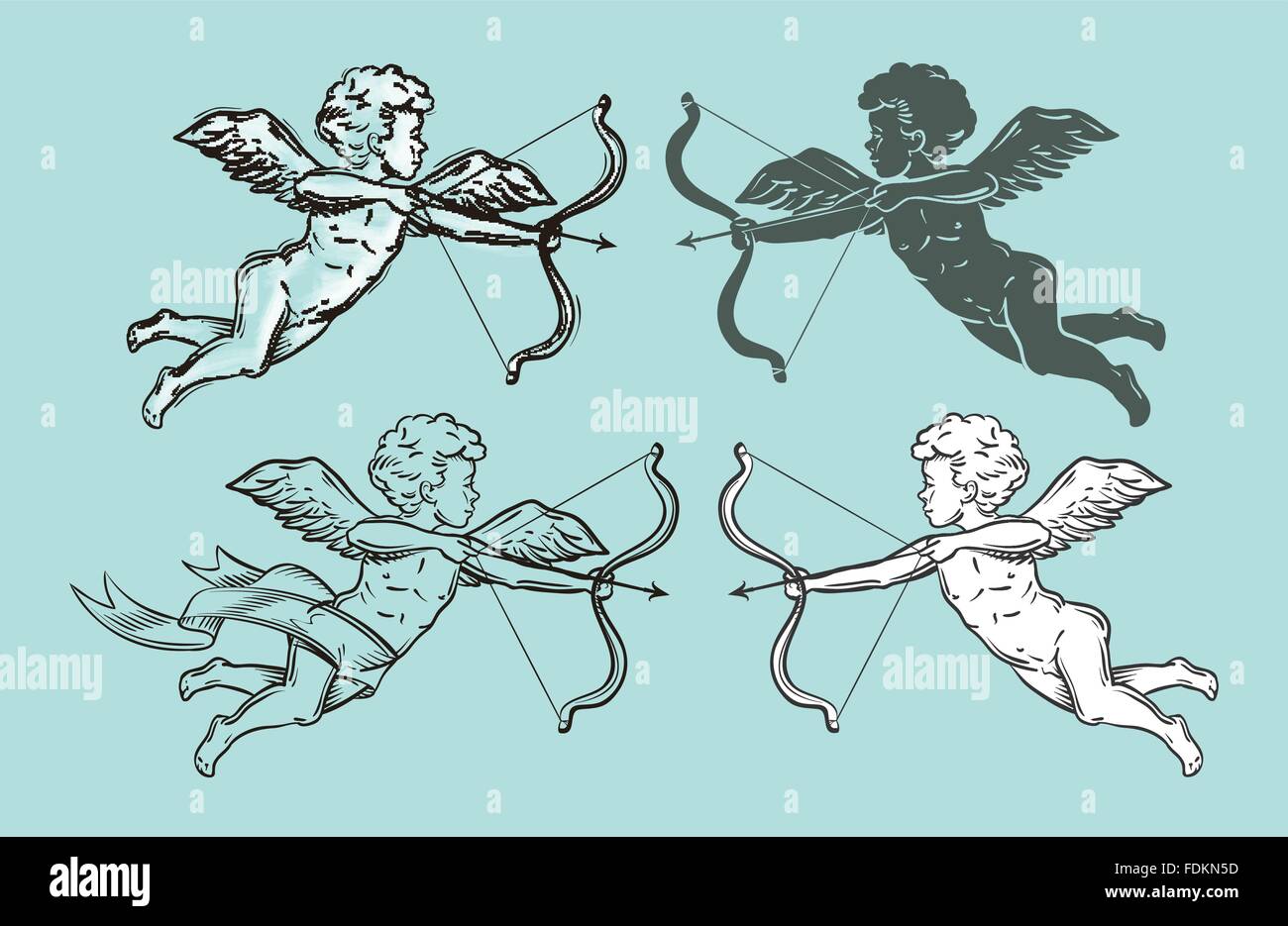 Impostata su classic angeli o amorini. illustrazione vettoriale Illustrazione Vettoriale