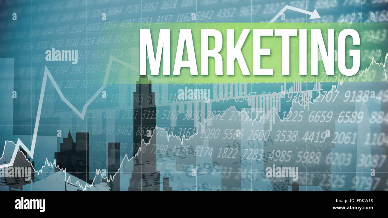 Marketing contro cityscape design stencil Foto Stock