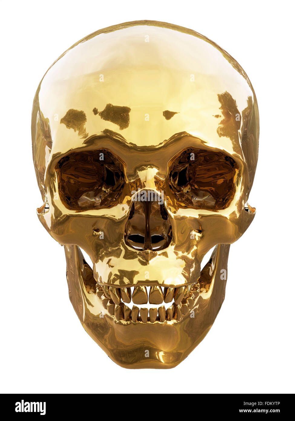 Cranio umano fatto di oro Foto Stock